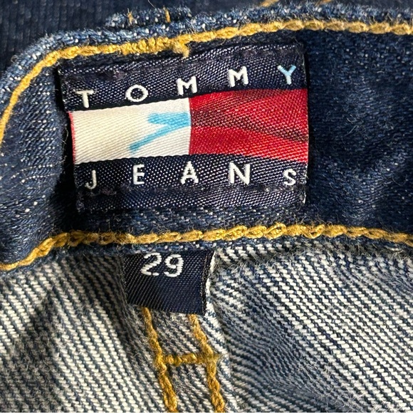 VINTAGE Y2K Tommy Hilfiger Shorts Sz 29 Blue Dark Denim Carpenter Baggy Wide Leg - Picture 3 of 14